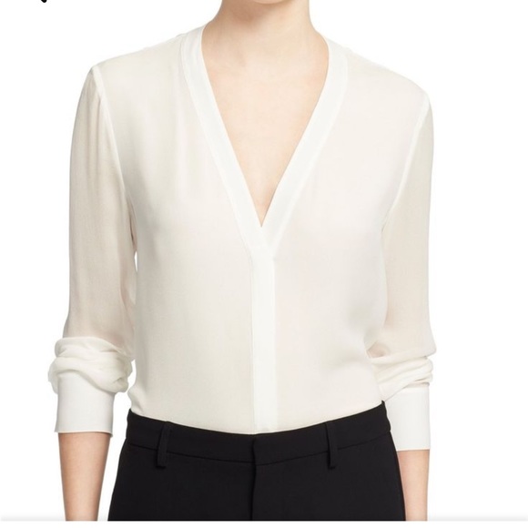 Vince V-Neck Double Layer Silk Blouse - Picture 6 of 6